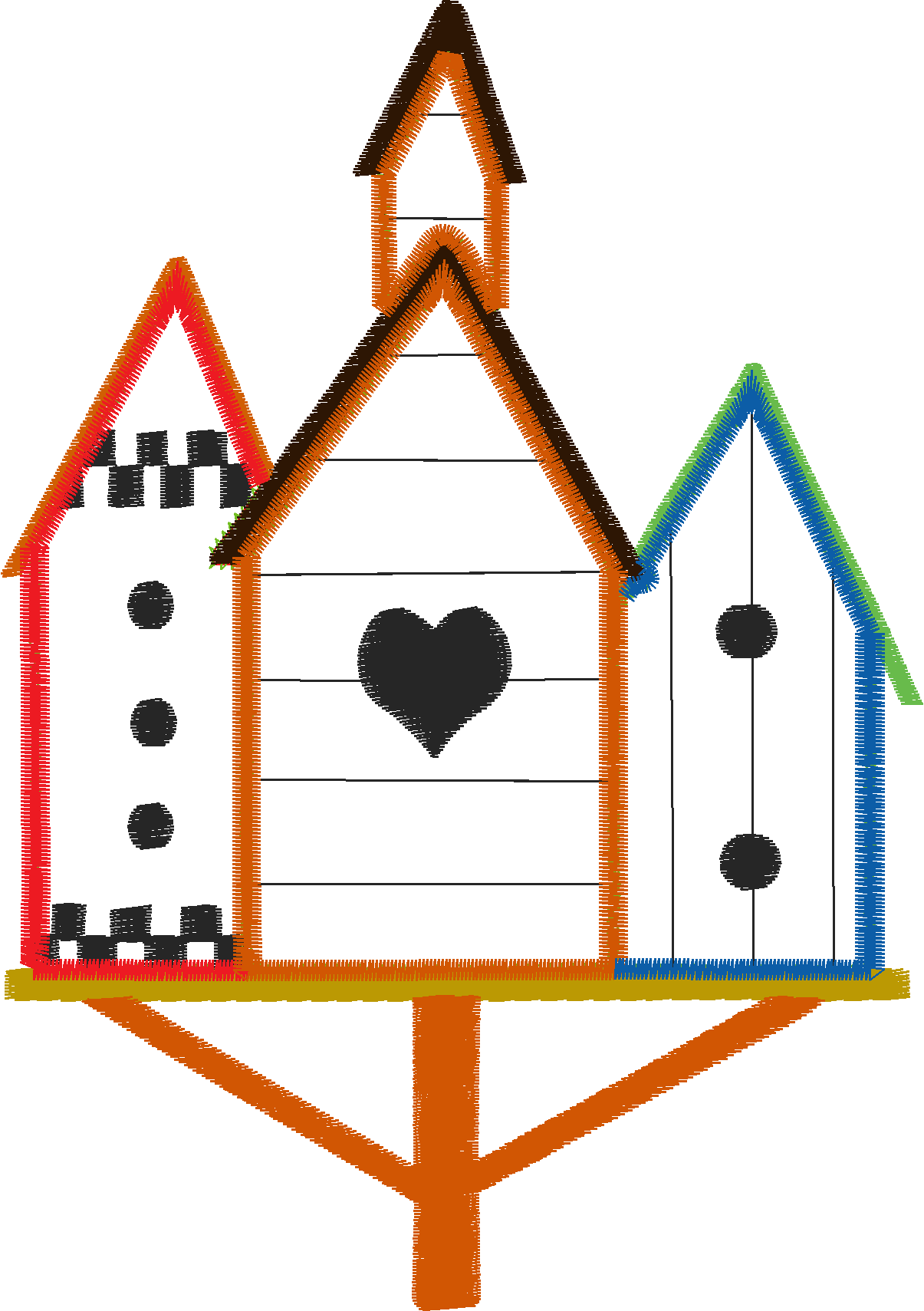 Applique   Bird Houses  (6)