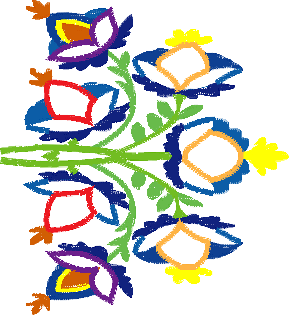 Applique   Jacobean Flowers  (10)