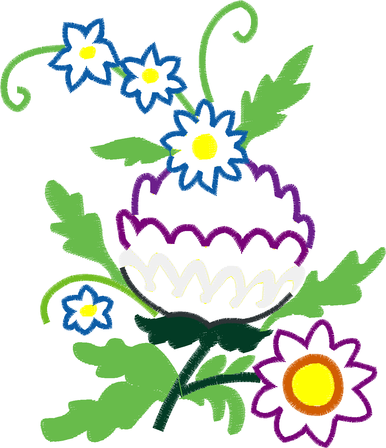 Applique   Jacobean Flowers  (2)