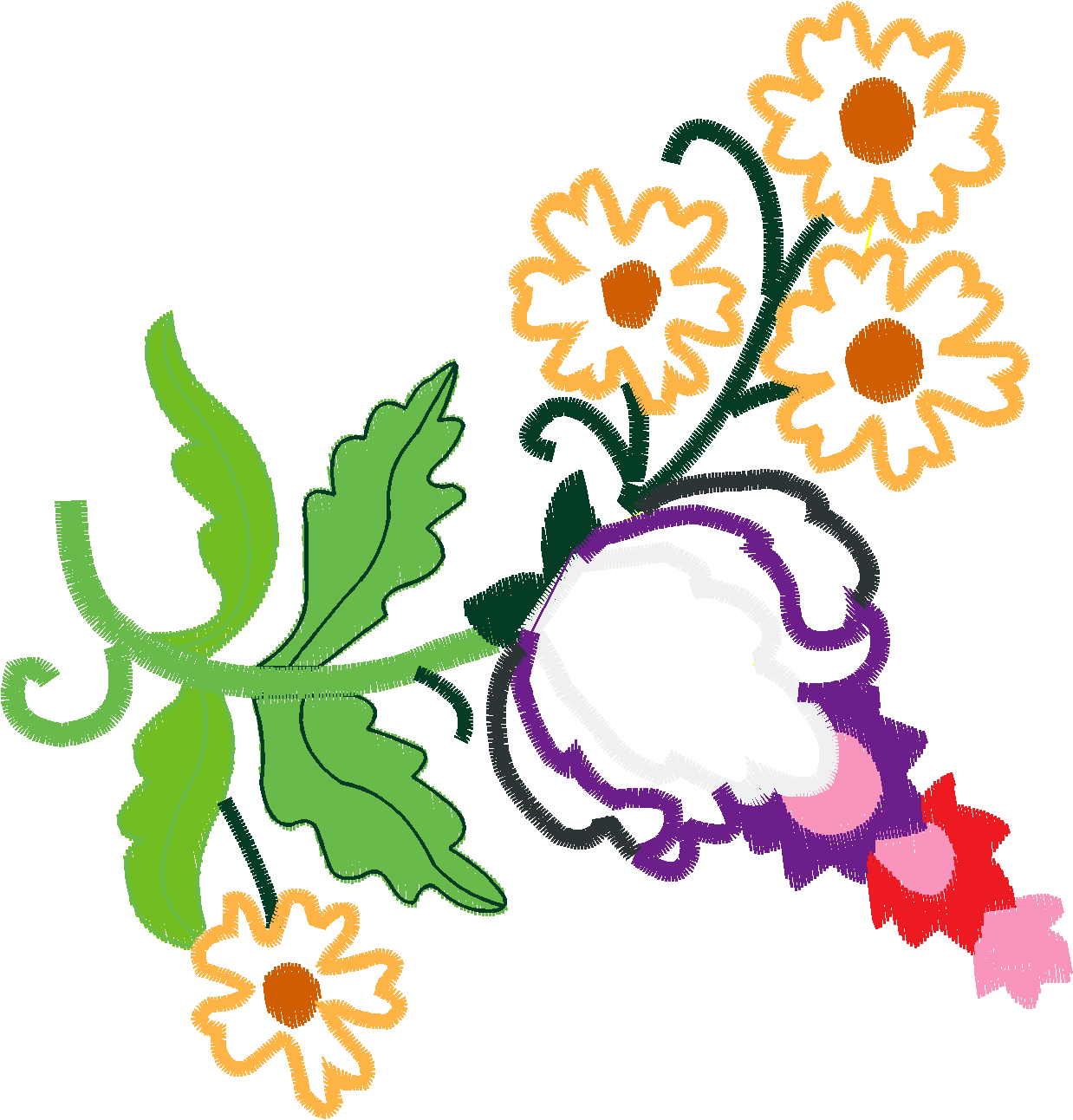 Applique   Jacobean Flowers  (3)