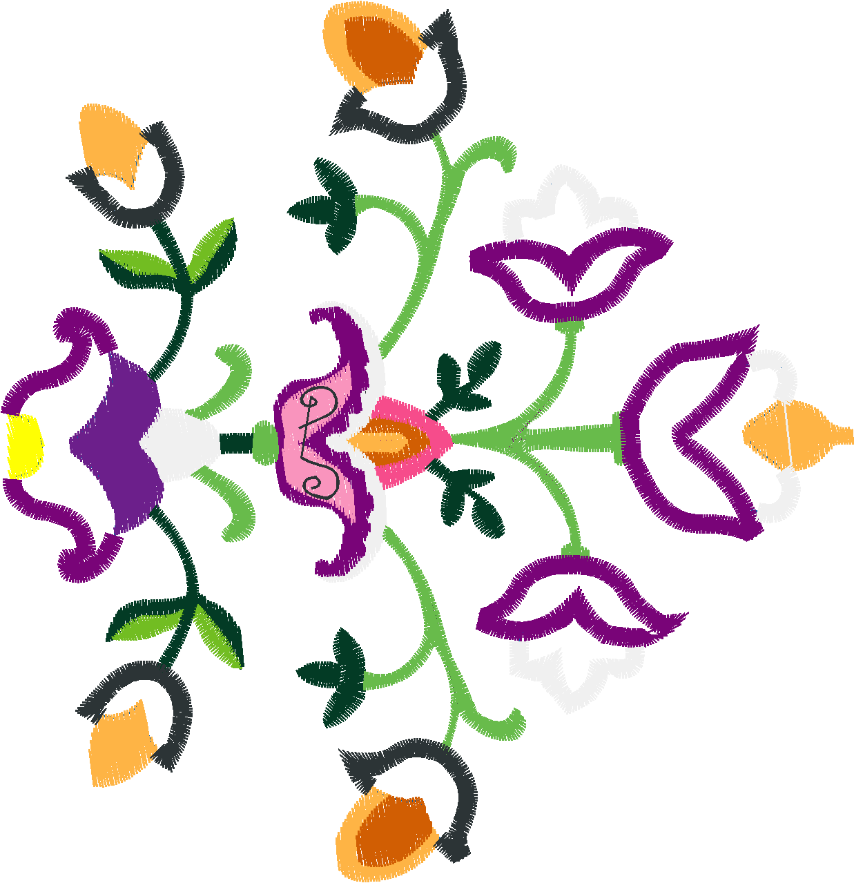 Applique   Jacobean Flowers  (4)