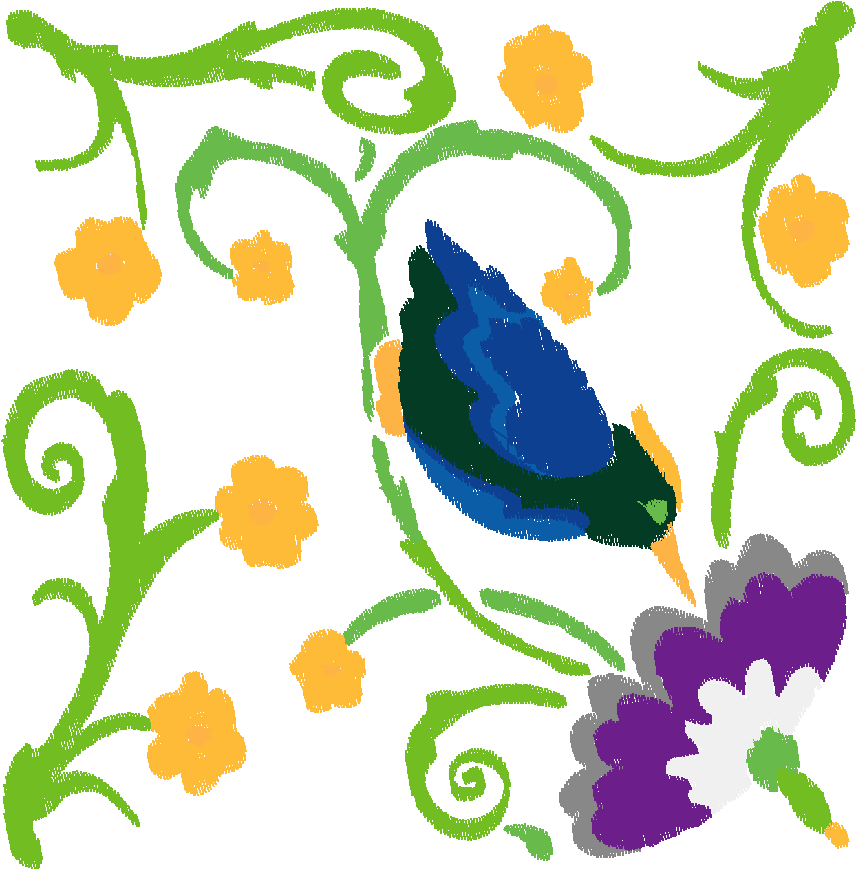 Jacobean 12   Tropical Birds  (3)