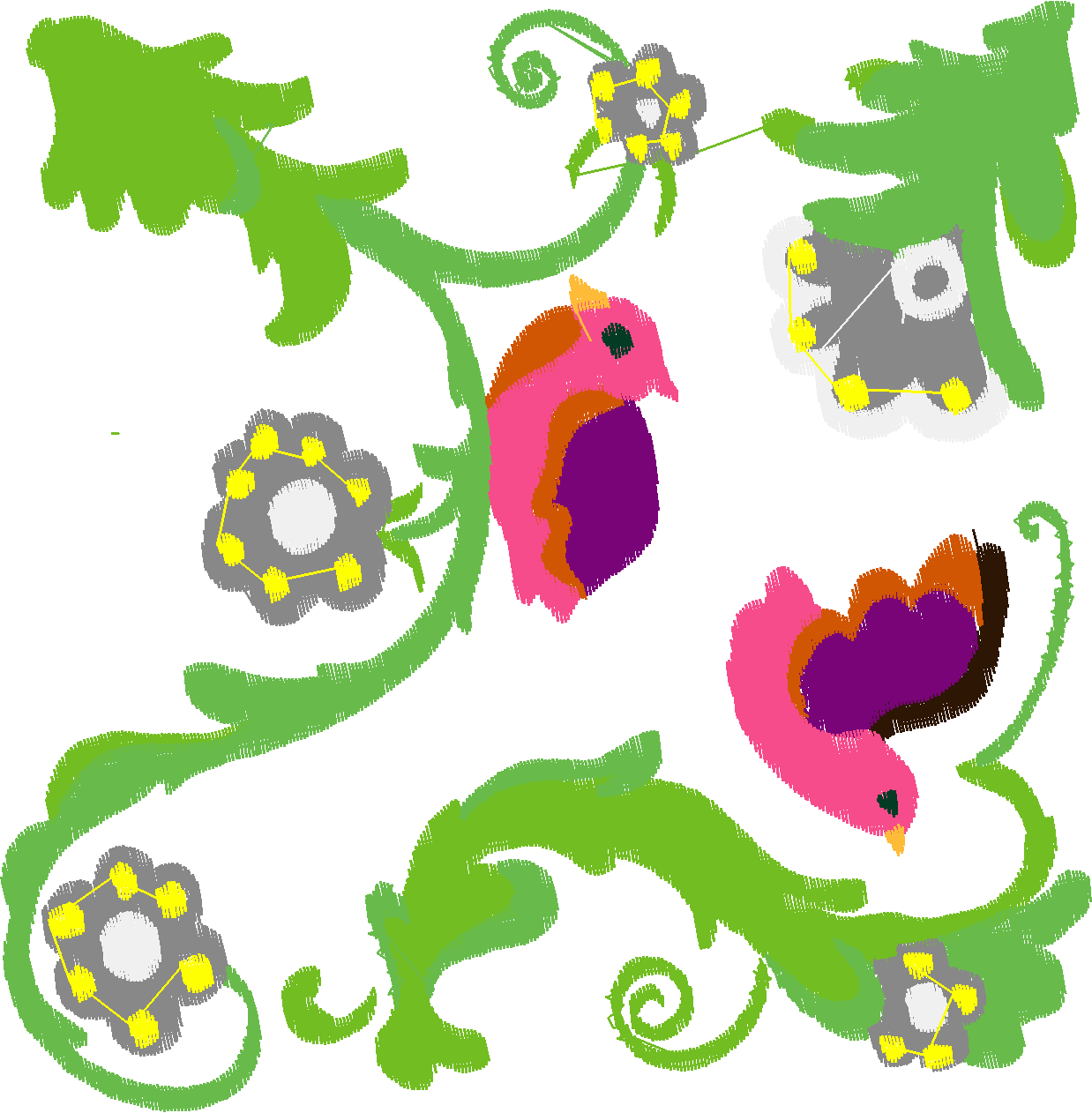 Jacobean 12   Tropical Birds  (5)