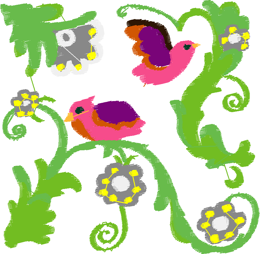 Jacobean 12   Tropical Birds  (6)