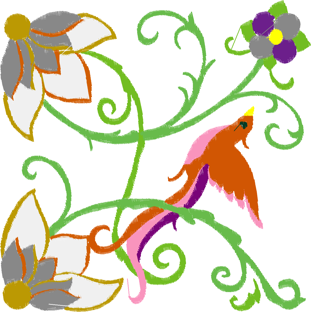 Jacobean 12   Tropical Birds  (9)