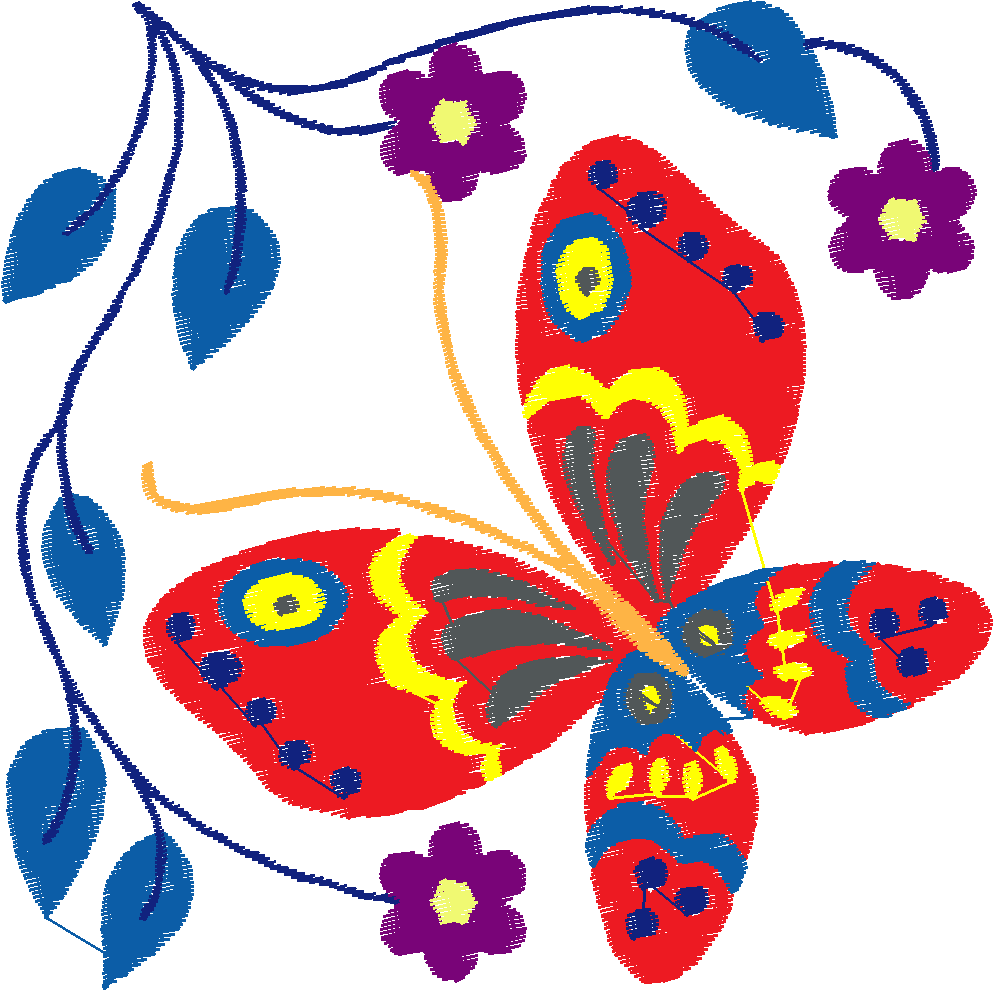 Jacobean 3   Butterflies  (6)