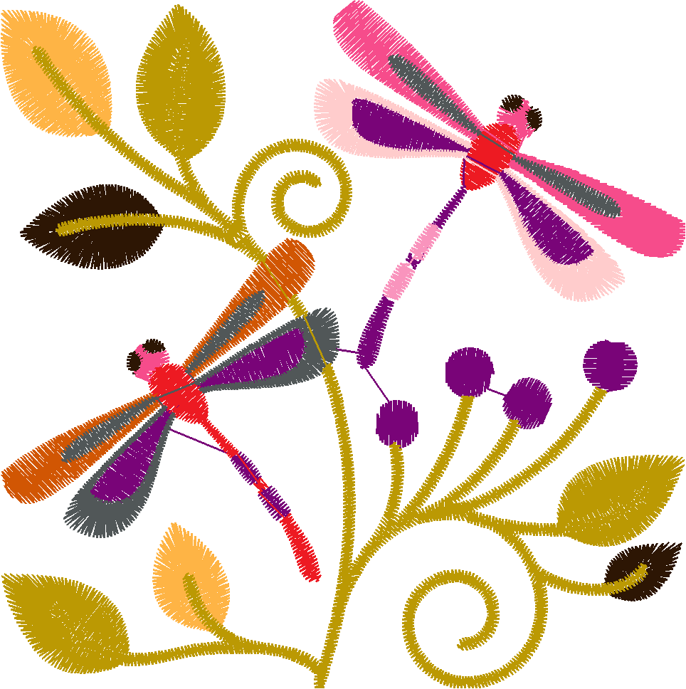 Jacobean 5   Dragonflies  (6)