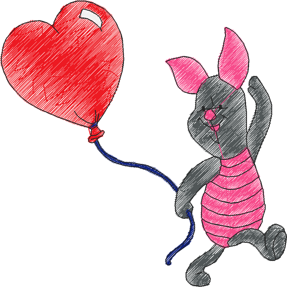 Pooh Valentine and Hearts